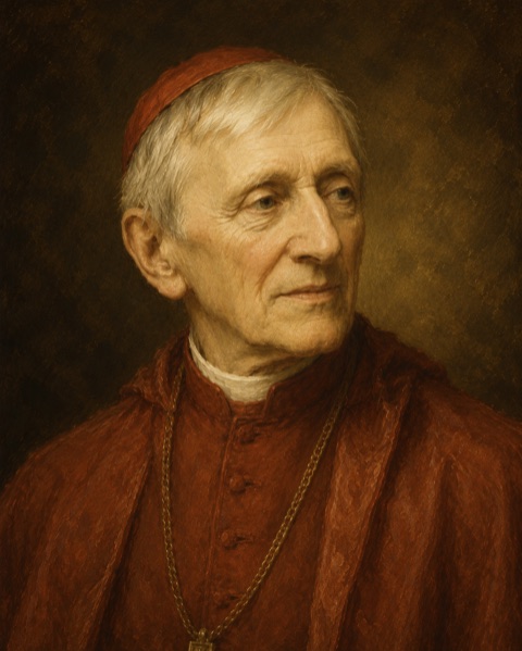 Oil portrait of John Henry Newman in a cardinal's red mozzetta and zucchetto